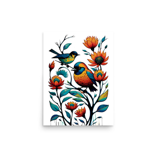 Póster pájaros con flores en el jardín - Imagen 7