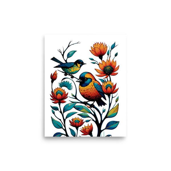 Póster pájaros con flores en el jardín - Imagen 16